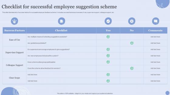 Checklist For Successful Employee Suggestion Scheme