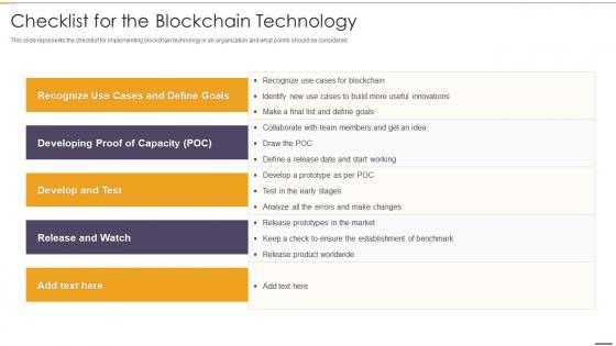 Checklist For The Blockchain Technology Blockchain And Distributed Ledger Technology