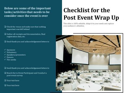 Checklist for the post event wrap up