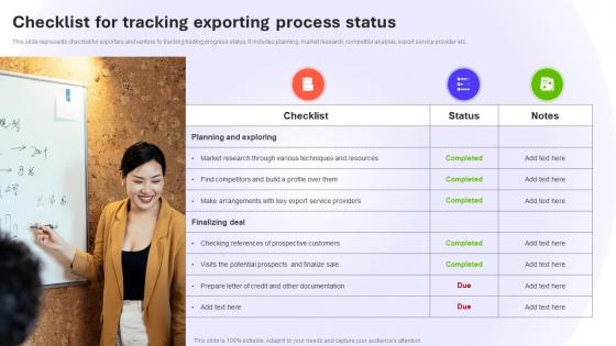 Checklist For Tracking Exporting Process Status Introduction To Global MKT SS V