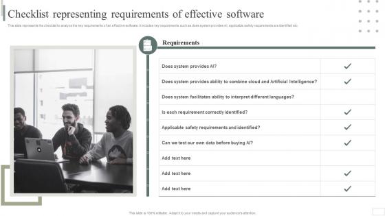 Checklist Representing Requirements Of Effective Software Business Software Deployment Strategic