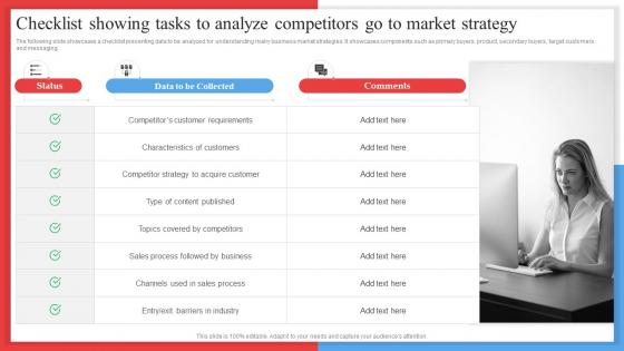 Checklist Showing Tasks To Analyze Competitors Go To Competitor Analysis Framework MKT SS V