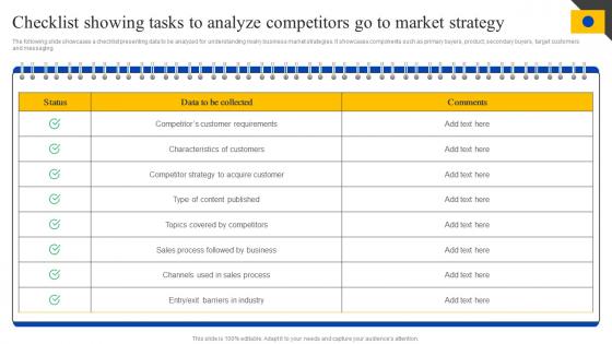 Checklist Showing Tasks To Analyze Competitors Go To Steps To Perform Competitor MKT SS V