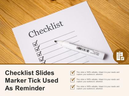 Checklist slides marker tick used as reminder