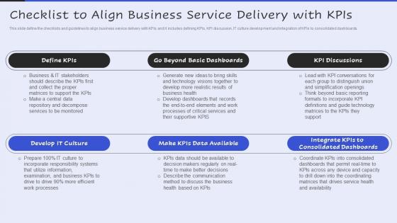 Checklist To Align Business Service Delivery With KPIS Servicenow Performance Analytics