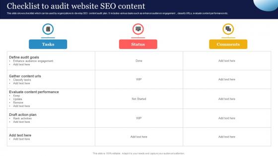 Checklist To Audit Website SEO Strategy To Increase Content Visibility Strategy SS V