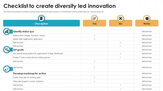 Checklist To Create Diversity Led Innovation