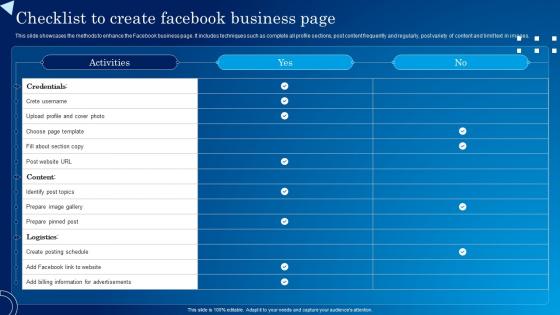 Checklist To Create Facebook Business Page