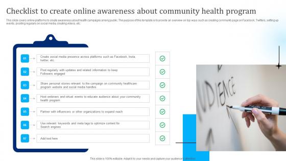 Checklist To Create Online Awareness About Community Health Program Strategy SS V