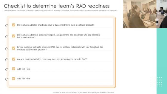 Checklist To Determine Teams RAD Readiness RAD Methodology