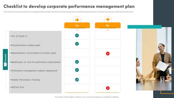 Checklist To Develop Corporate Performance Management Plan