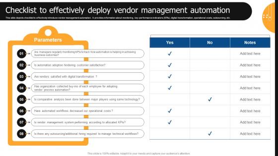 Checklist To Effectively Deploy Vendor Management Automation Vendor Management Automation
