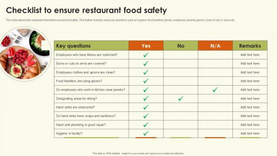 Checklist To Ensure Restaurant Food Safety