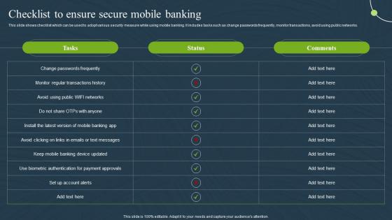Checklist To Ensure Secure Mobile Banking For Convenient And Secure Online Payments Fin SS