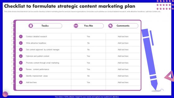 Checklist To Formulate Strategic Content Marketing Plan SEO Marketing Strategy Development