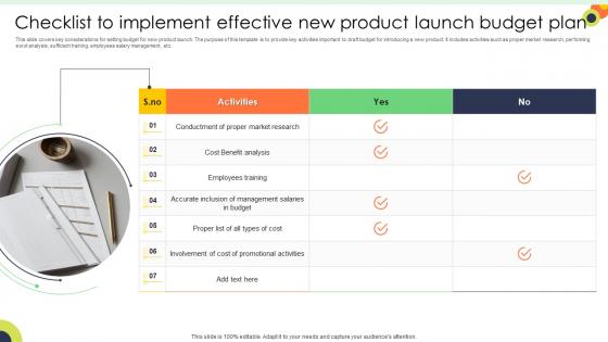 Checklist To Implement Effective New Product Launch Budget Plan