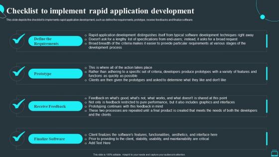 Checklist To Implement Rapid Application Development Ppt Slides Design Inspiration