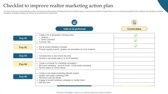 Checklist To Improve Realtor Marketing Action Plan