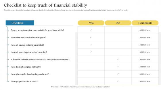Checklist To Keep Track Of Financial Stability