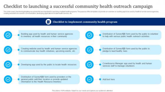Checklist To Launching A Successful Community Health Outreach Campaign Strategy SS V