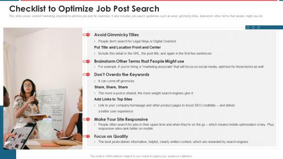 Checklist To Optimize Job Post Search Recruitment Marketing