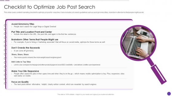Checklist To Optimize Job Post Search Social Recruiting Strategy