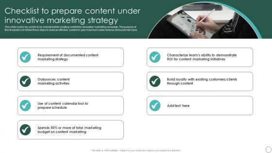 Checklist To Prepare Content Sustainable Marketing Principles To Improve Lead Generation MKT SS V
