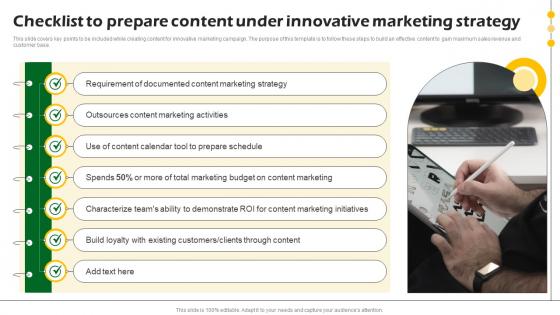 Checklist To Prepare Content Under Innovative Sustainable Marketing Promotional MKT SS V