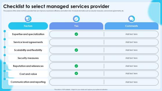 Checklist To Select Managed Services Provider