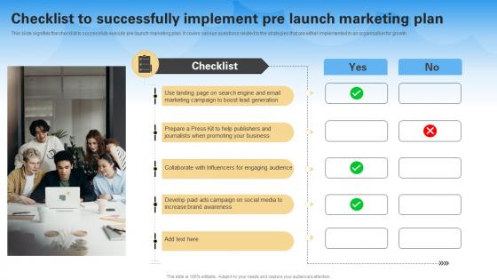 Checklist To Successfully Implement Pre Launch Marketing Plan