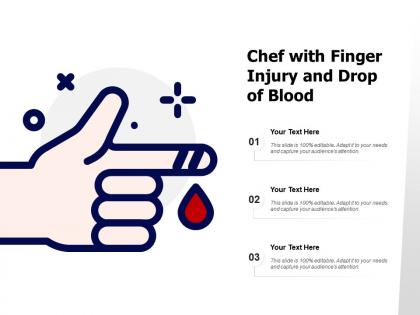 Chef with finger injury and drop of blood