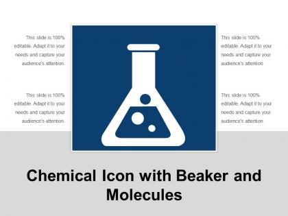 Chemical icon with beaker and molecules