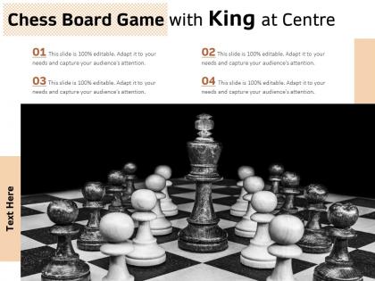 Chess board game with king at centre