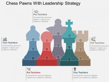 Chess pawns with leadership strategy flat powerpoint design