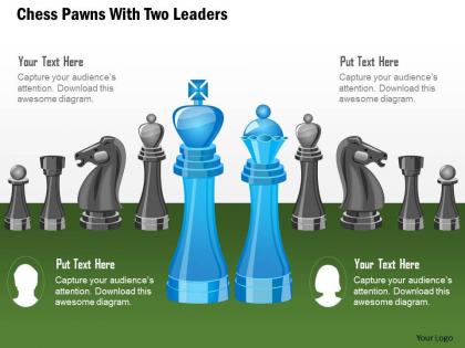 Chess pawns with two leaders powerpoint template