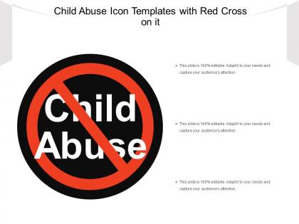 Child abuse icon templates with red cross on it