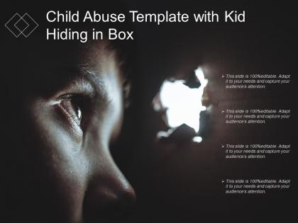 Child abuse template with kid hiding in box
