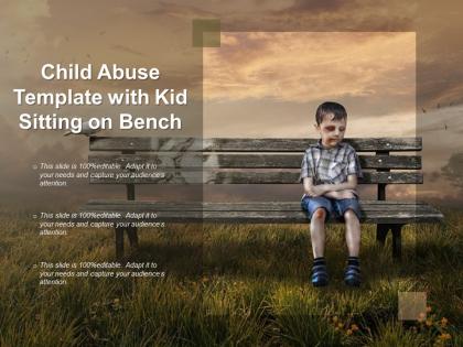 Child abuse template with kid sitting on bench