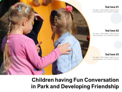 Children having fun conversation in park and developing friendship