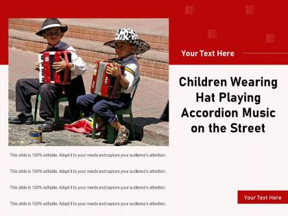 Children wearing hat playing accordion music on the street
