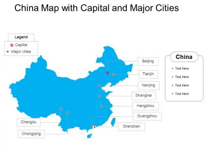 China map with capital and major cities