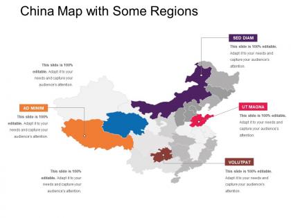 China map with some regions