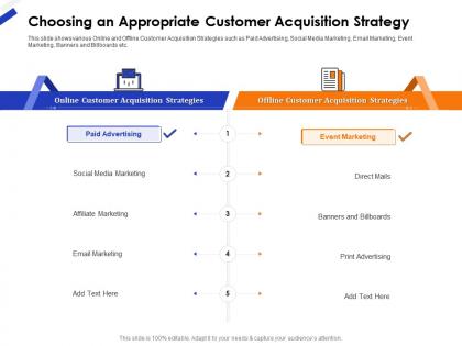 Choosing an appropriate customer acquisition strategy ppt gallery