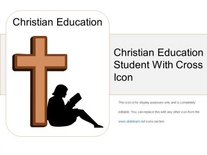 Christian education student with cross icon