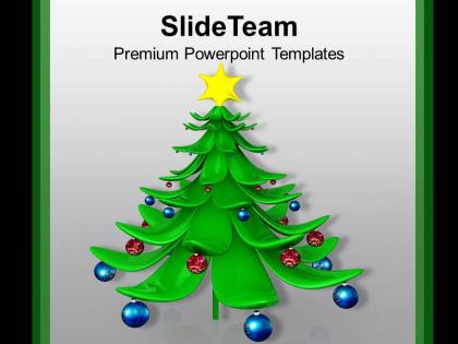Christmas holiday beautiful tree with balls powerpoint templates ppt backgrounds for slides