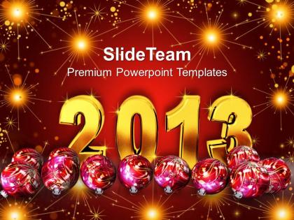 Christmas presents tree 2013 new year with balls abstract templates ppt backgrounds for slides