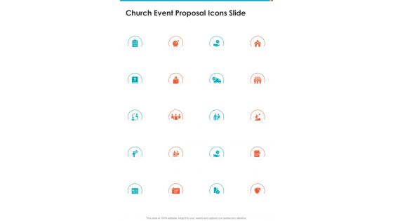 Church Event Proposal Icons Slide One Pager Sample Example Document