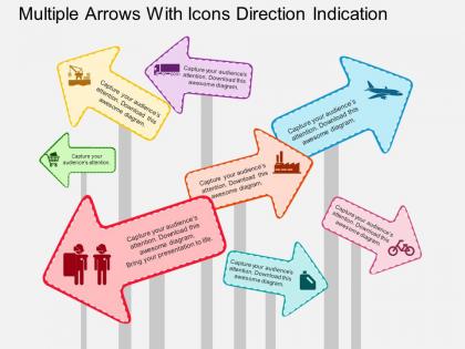 Ci multiple arrows with icons direction indication flat powerpoint design