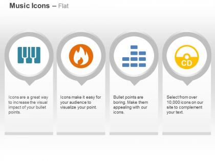 Ci piano fire symbol cd volume control ppt icons graphics