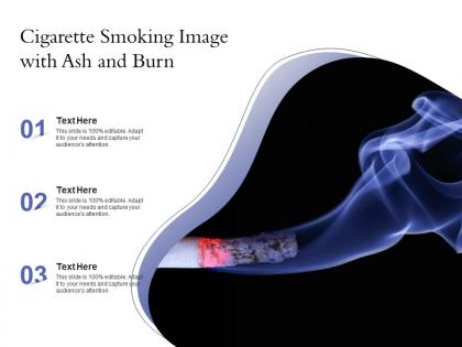 Cigarette smoking image with ash and burn